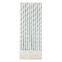 Mint Striped Paper Party Straws By Meri Meri